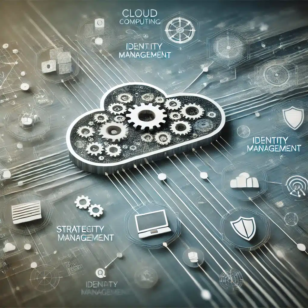 An abstract representation of cloud computing adoption and security improvement.