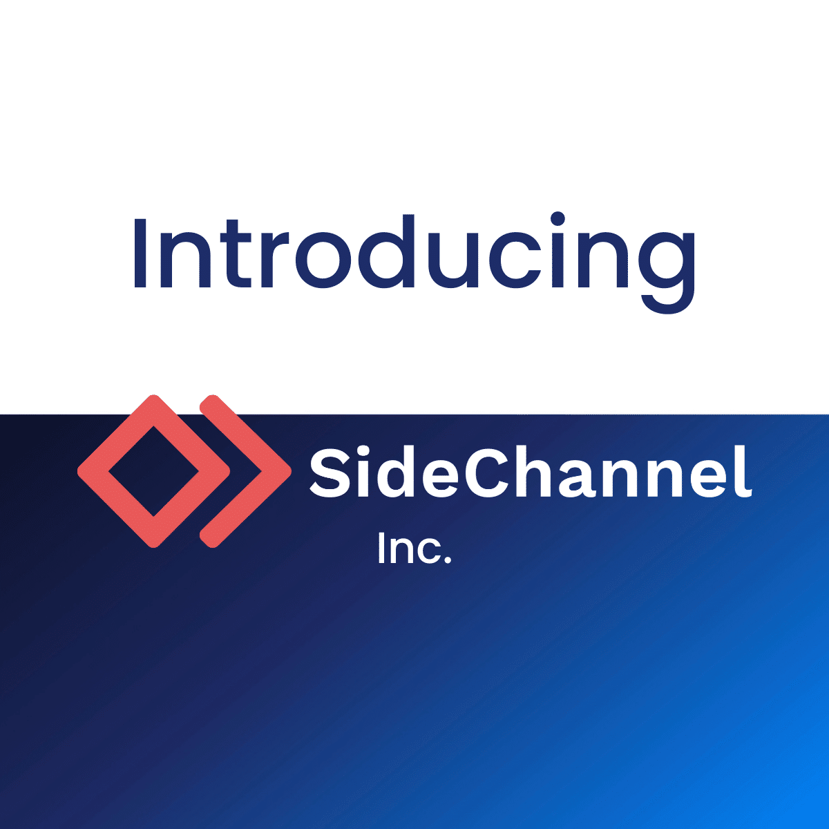Red SideChannel logo on a blue & white background