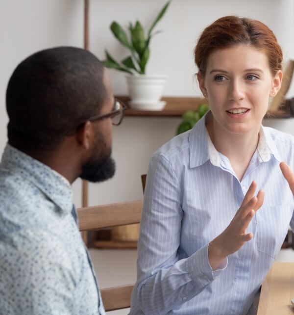 two people conversing