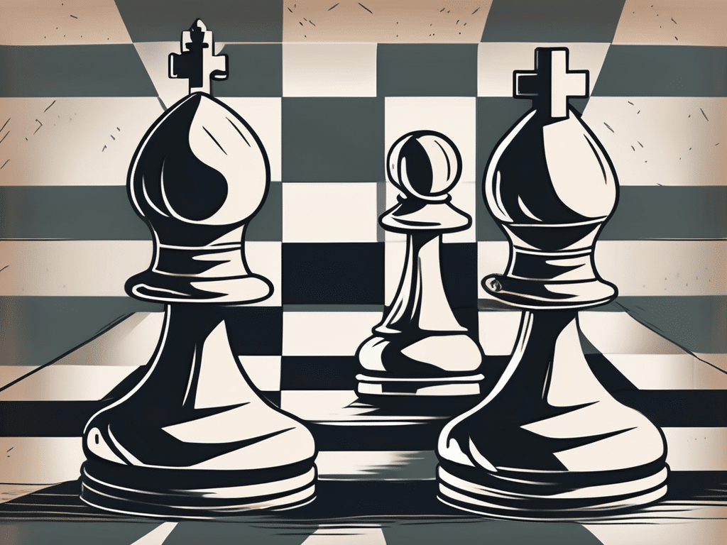 Two symbolic chess pieces on a chessboard
